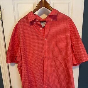 Men's LL Bean Short-Sleeve Button Up Shirt in Salmon size XXL Tall